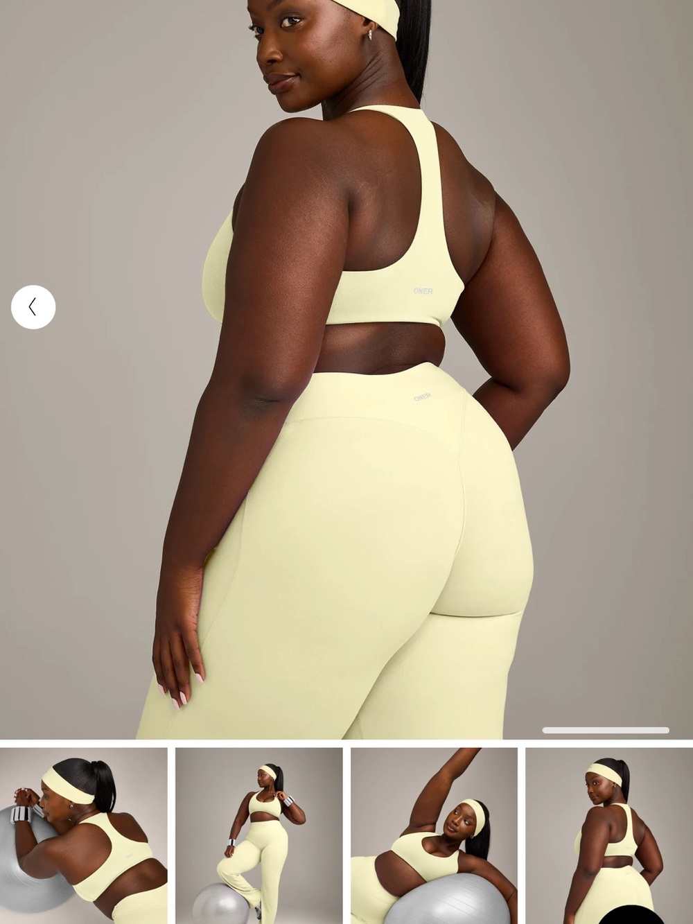 Oner Active Soft Motion Bralette with Gray Logo Pastel Yellow Medium BNWT Gym - Picture 2 of 6